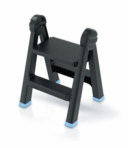 Schůdky TITAN LADDER černý s modrými prvky 47,0x43,5x63,0cm