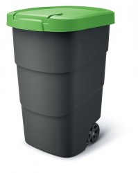 Zahradní nádoba s kolečky WHEELER antracit se zeleným víkem 110l