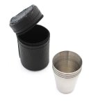 APT AG171A Cestovní nerezové panáky v koženkovém pouzdře 30 ml, 4 ks