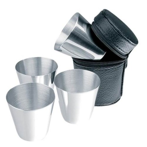 APT AG171A Cestovní nerezové panáky v koženkovém pouzdře 30 ml, 4 ks