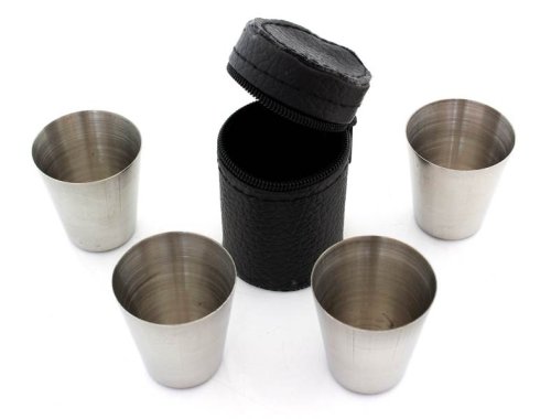 APT AG171A Cestovní nerezové panáky v koženkovém pouzdře 30 ml, 4 ks