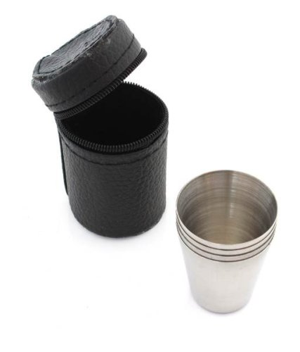 APT AG171A Cestovní nerezové panáky v koženkovém pouzdře 30 ml, 4 ks