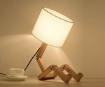 KIK KX7658 Stolní lampa s dřevěnou základnou