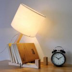 KIK KX7658 Stolní lampa s dřevěnou základnou