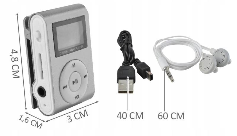 ISO 6610 MP3 MINI přehrávač - stříbrná