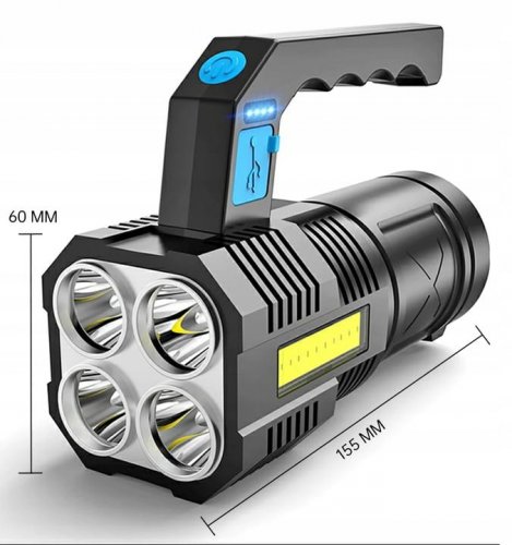 Azar Taktická LED svítilna XML-T6 COB, 5 LED, 1200 mah, 7,5W, 1000lm