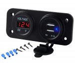 APT PLS37B Vodeodolná zásuvka 2xUSB, voltmeter do auta