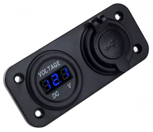 APT PLS37B Vodeodolná zásuvka 2xUSB, voltmeter do auta