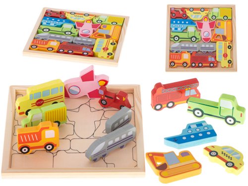 KIK KX5313 Drevené puzzle s autíčkami