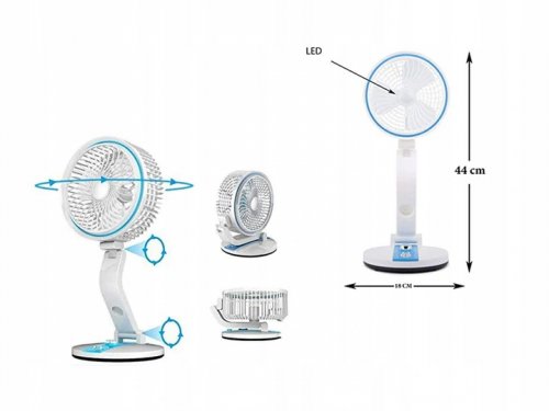 Verk Bezdrôtový skladací ventilátor s LED lampičkou modrobiela