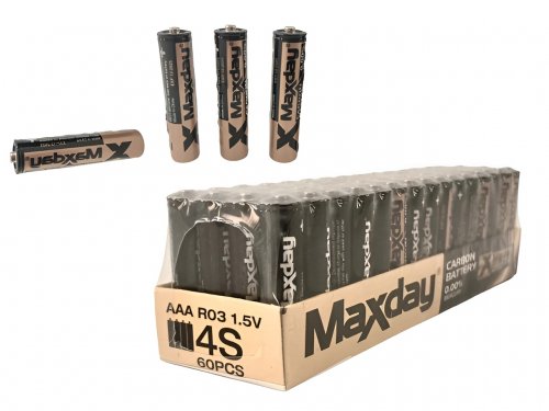 MAXDAY Mikrotužkové AAA baterie 1,5V, 60 ks 