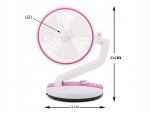 Verk Bezdrátový skládací ventilátor s LED lampičkou růžovobílá