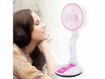 Verk Bezdrátový skládací ventilátor s LED lampičkou růžovobílá