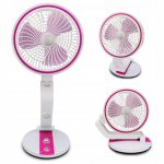 Verk Bezdrátový skládací ventilátor s LED lampičkou růžovobílá