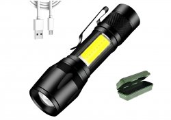 Pronett XA048 Svítilna LED CREE ZOOM XPE + COB USB