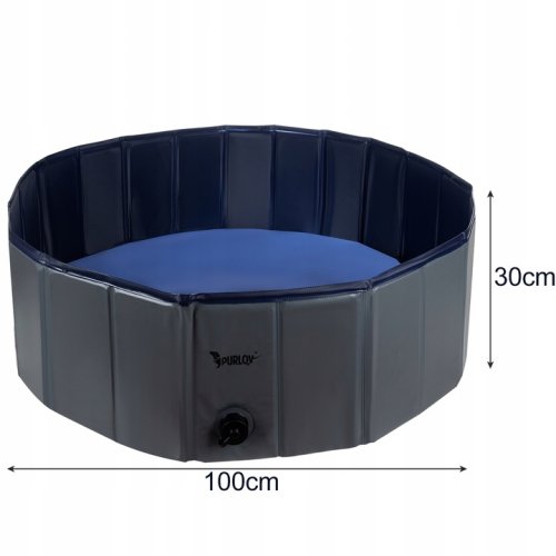 Purlov 20929 Skladací bazénik pre psov 100x30 cm, modro-sivý