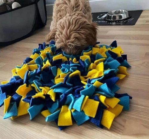 Nuxie XT2374 Čmuchací kobereček XL 35 cm s hračkou fialovo-žluto-modrý