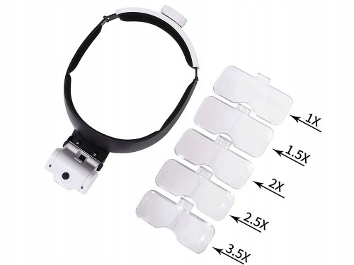 Verk 09128 Náhlavní lupa s LED osvětlením (1x 1,5x 2x 2,5x 3,5x)