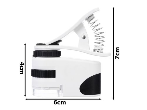 Verk 09171 Vreckový mikroskop s klipsom k mobilu LED, UV, zväčšenie 60x