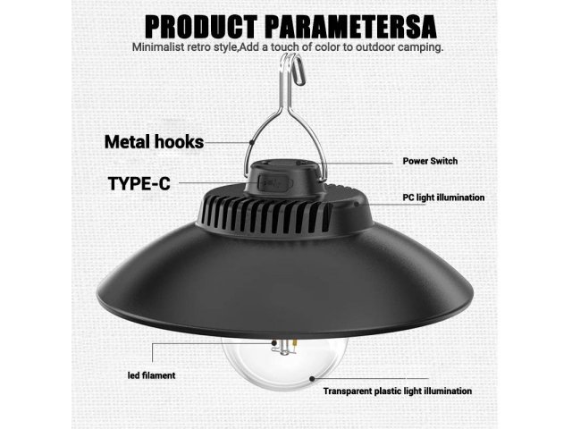 Pronett 1364 Závesná LED lampa na záhradu 1200mAh, IP44, čierna