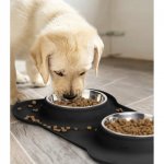 Purlov 21632 Miska pro psy a kočky dvojitá, nerezová, 2 x 350 ml černá