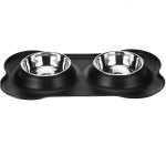 Purlov 21632 Miska pro psy a kočky dvojitá, nerezová, 2 x 350 ml černá