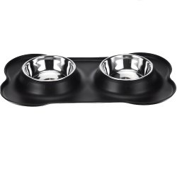 Purlov 21632 Miska pro psy a kočky dvojitá, nerezová, 2 x 350 ml černá Purlov 21632 Miska pro psy a kočky dvojitá, nerezová, 2 x 350 ml černá
