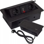 Izoxis 21446 Zásuvka výklopná 2x zásuvka, 2x USB, 1,9 m čierna