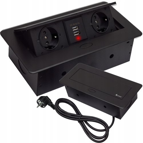 Izoxis 21446 Zásuvka výklopná 2x zásuvka, 2x USB, 1,9 m čierna