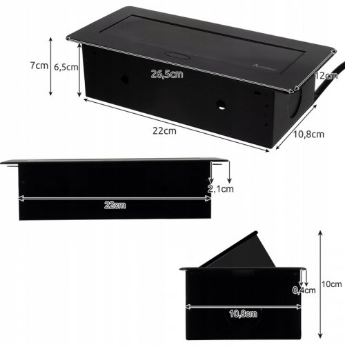 Izoxis 21446 Zásuvka výklopná 2x zásuvka, 2x USB, 1,9 m černá