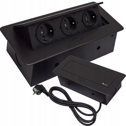 Izoxis 21659 Zásuvka výklopná 3x zásuvka, 1,9 m čierna