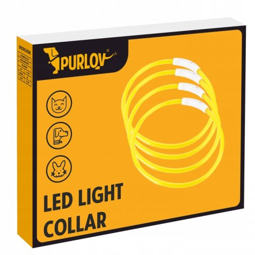 Purlov 21631 LED svietiaci obojok pre mačku a psa 70 cm žltá