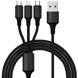 Verk 06278 Nabíjecí kabel USB 3 v 1 černá