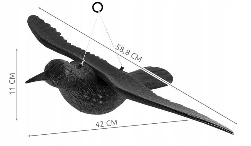 ISO 6556 Odpudzovač holubov a vtákov Havran 40 cm