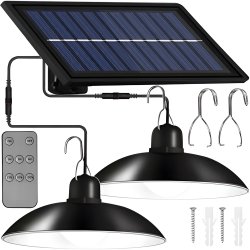Izoxis 21806 Solárne závesné LED svietidlá do záhrady DUO s diaľkovým ovládaním, IP44, 3600 mAh, čierne