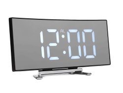 Verk 01860 Multifunkční zrcadlové hodiny s budíkem a teploměrem černé