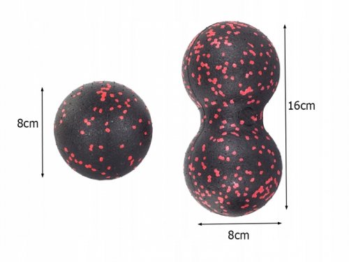 Verk 14301 Masážna guľa dvojitá + jednoduchá červené bodky