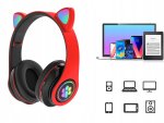 Verk 04116 Bezdrátová sluchátka Cat s tlapkou Bluetooth 5.0 červená