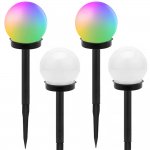 Verk 12284 Záhradná solárna lampa guľa RGB, 10 cm, IP65, 4 ks
