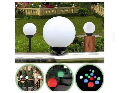 Verk 12284 Záhradná solárna lampa guľa RGB, 10 cm, IP65, 4 ks