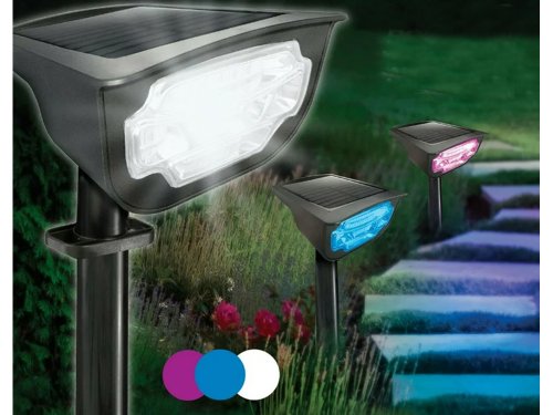 Verk 12287 Záhradný solárny LED reflektor RGB, IP65