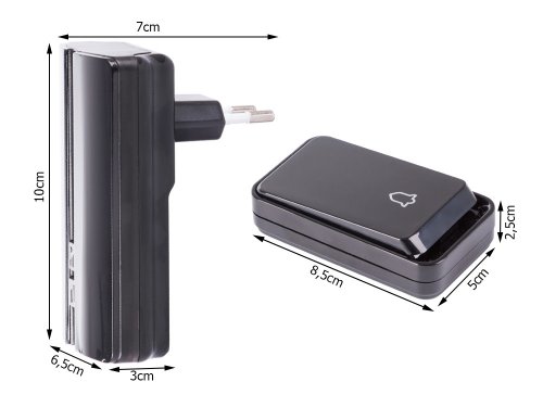 Verk 01844 Bezdrôtový zvonček IP44, 1x príjmač, 1x ovládač, 150 m čierna