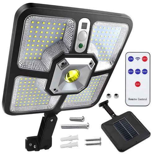 Pronett XJ4935 LED Solárna lampa 600 W súmrakový + pohybový senzor, diaľkové ovládanie