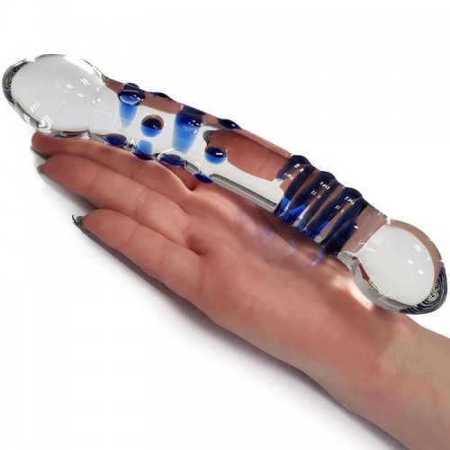 Sensual Dildo skleněné 13 cm modrá