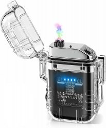 Verk 08372 Plazmový vodotěsný USB zapalovač s LED svítilnou černá