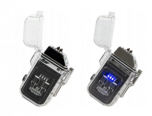 Verk 08372 Plazmový vodotěsný USB zapalovač s LED svítilnou černá