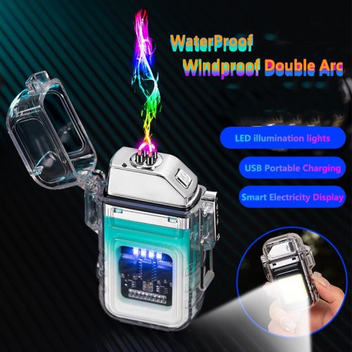 Verk 08372 Plazmový vodotěsný USB zapalovač s LED svítilnou černá