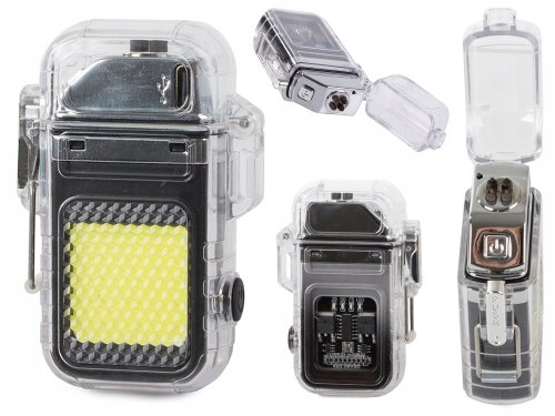 Verk 08372 Plazmový vodotěsný USB zapalovač s LED svítilnou černá
