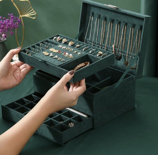 Soulima 21954 Šperkovnice, organizér na bižuterii, zelená