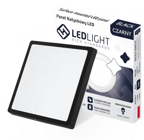 LEDLIGHT 2601 Stropní LED svítidlo 24 W, 2200lm, 3000K (teplá bílá), 29 x 29 cm černá